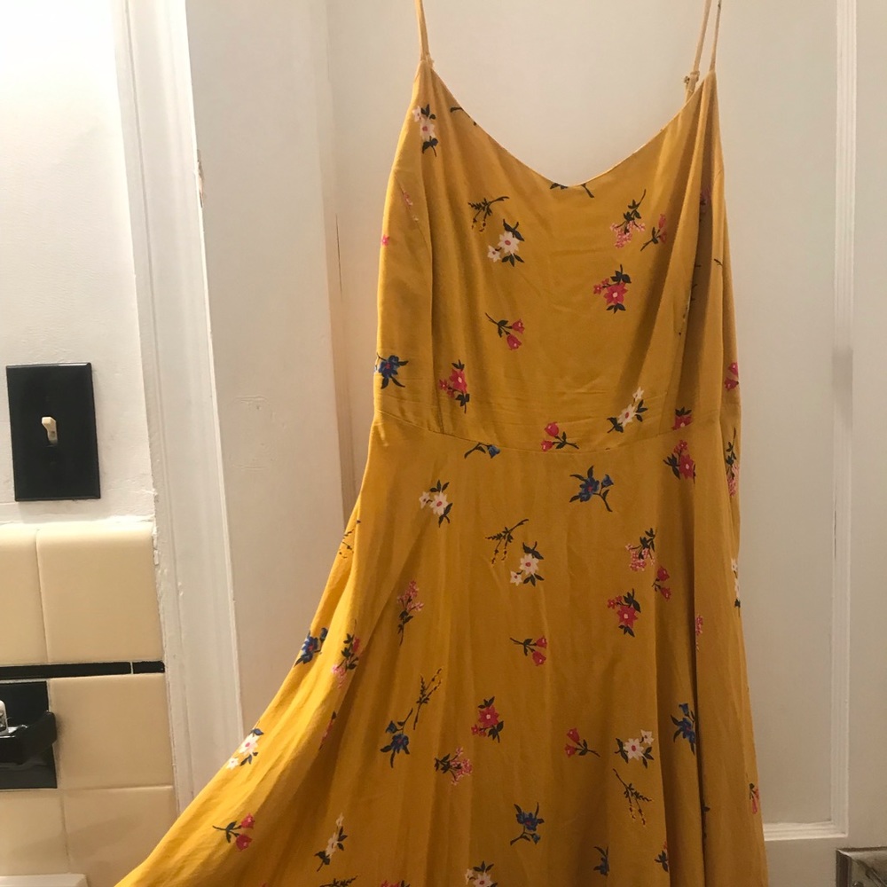 Yellow floral dress with adjustable straps